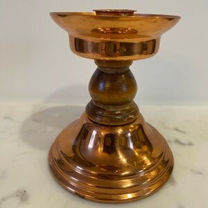 Vintage Coppercraft Guild Copper And Wood Candlestick Vintage Mid Century Modern